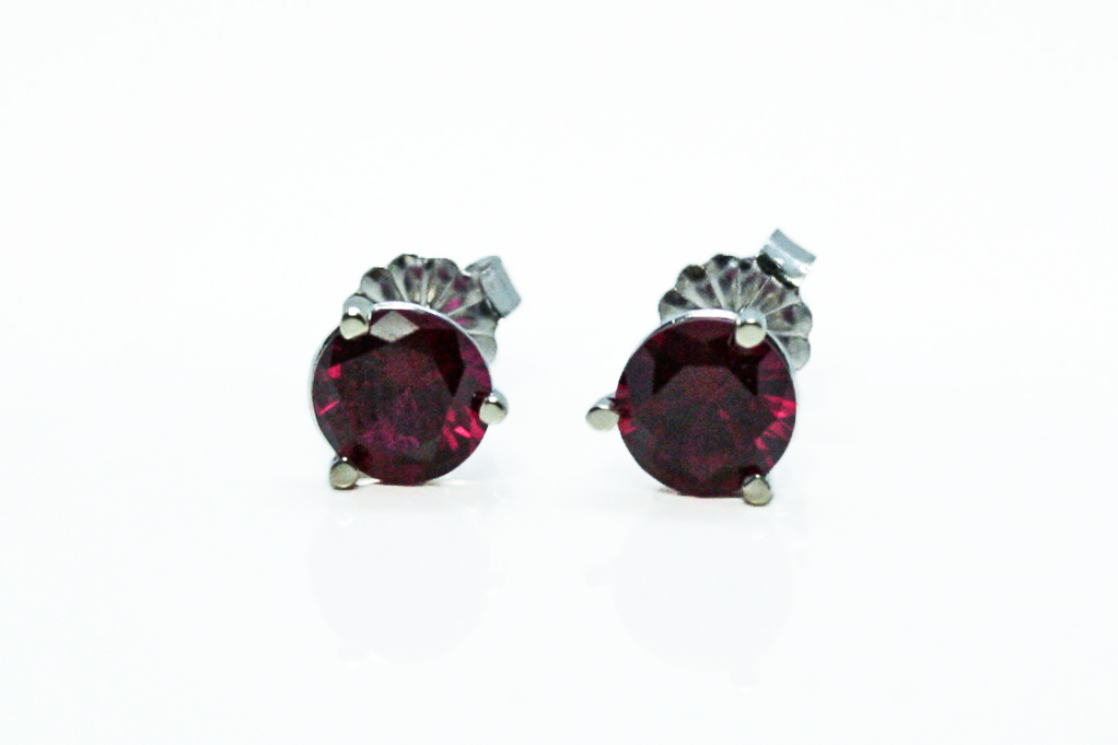 14kt-White-Gold-Ruby-Martini-Style-Stud-Earrings