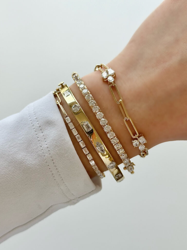Stacking lab-grown diamond bracelets