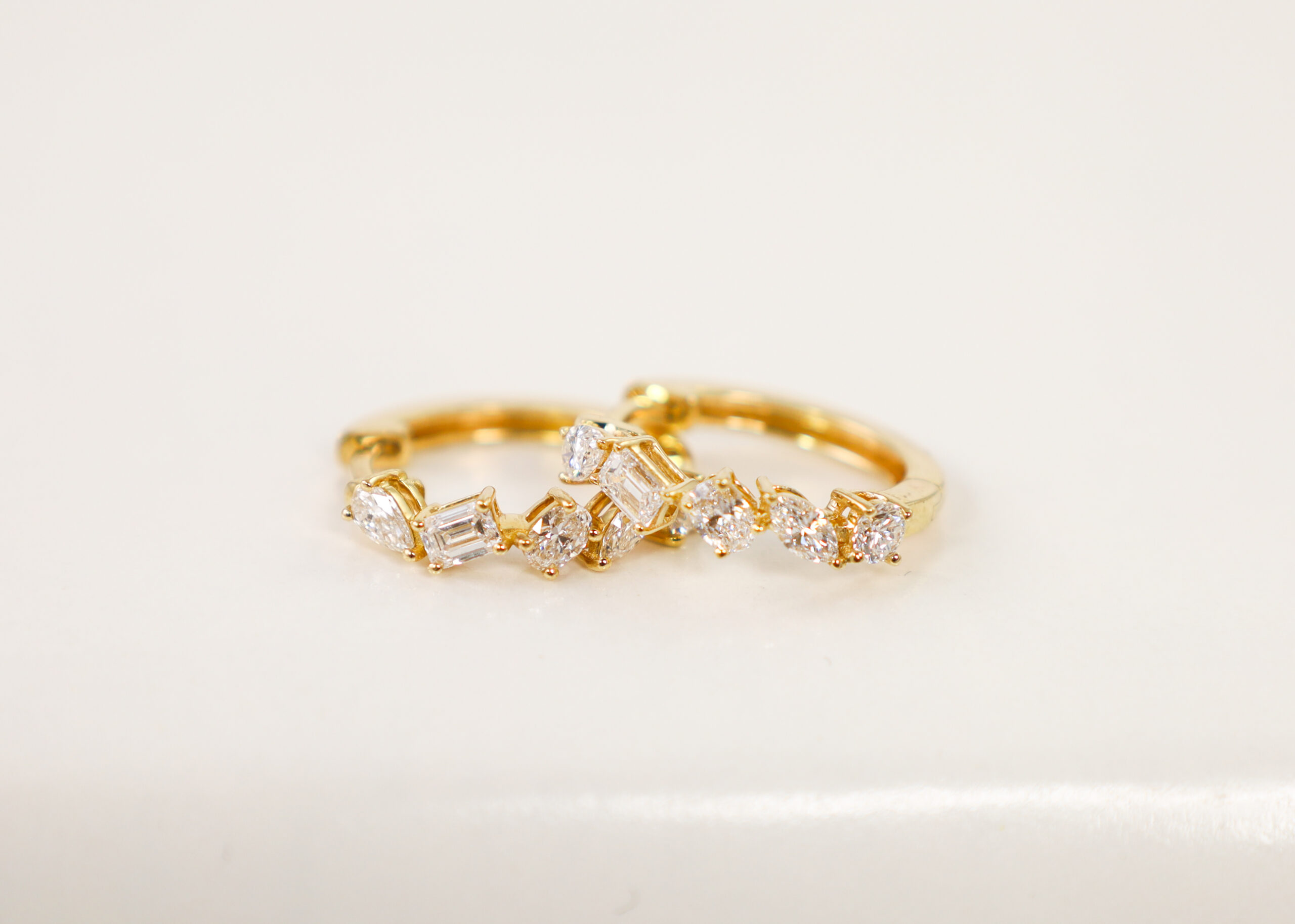 14kt Yellow Gold Lab-Grown Multi Shape Diamond Hoops