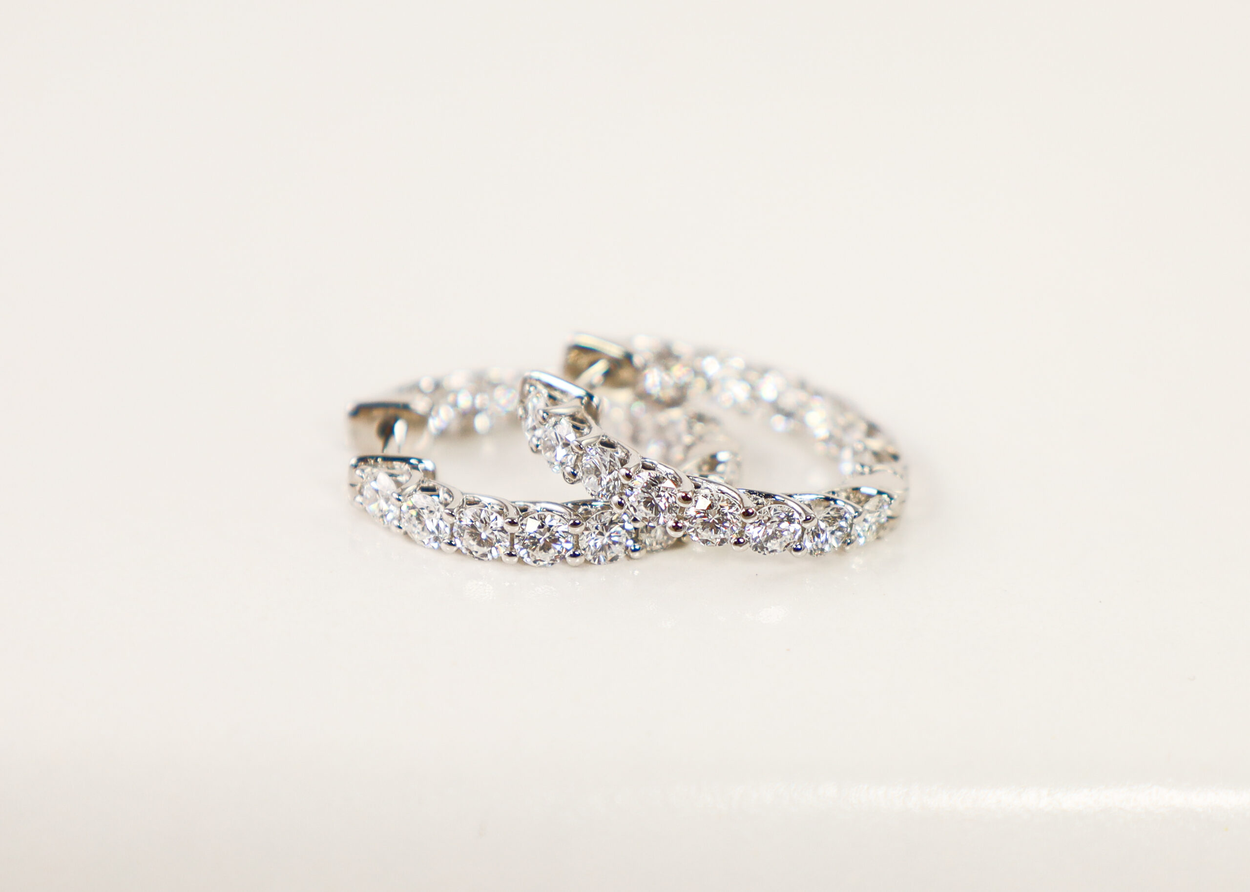 14kt White Gold Lab-Grown Diamond Hoops