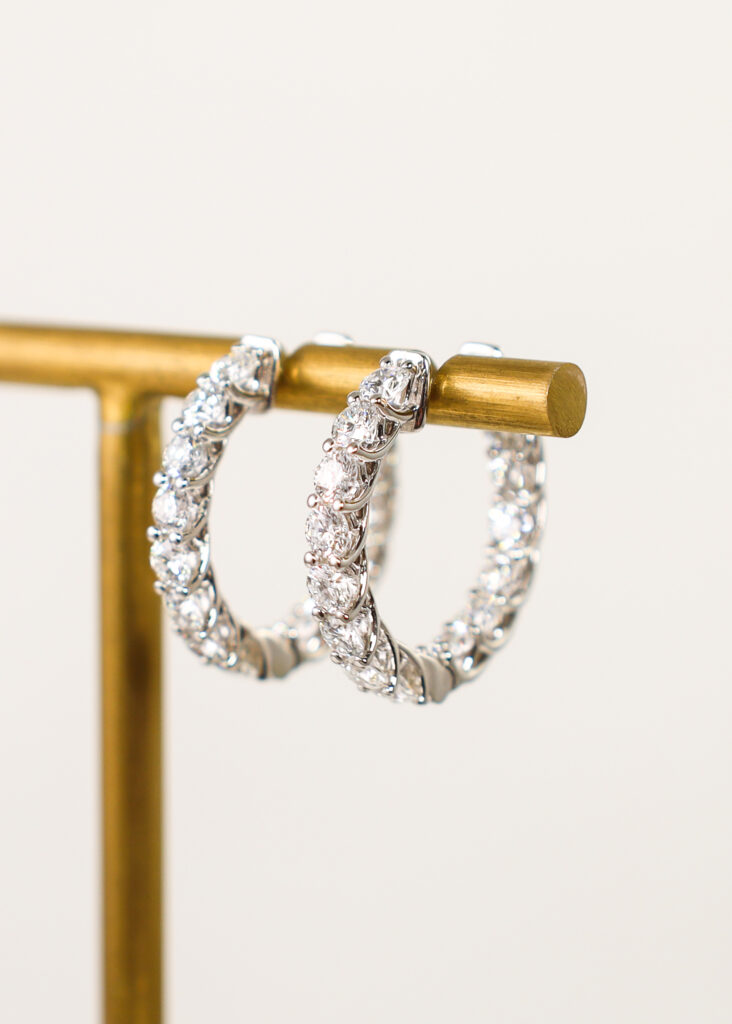 14kt White Gold Lab Diamond Hoops
