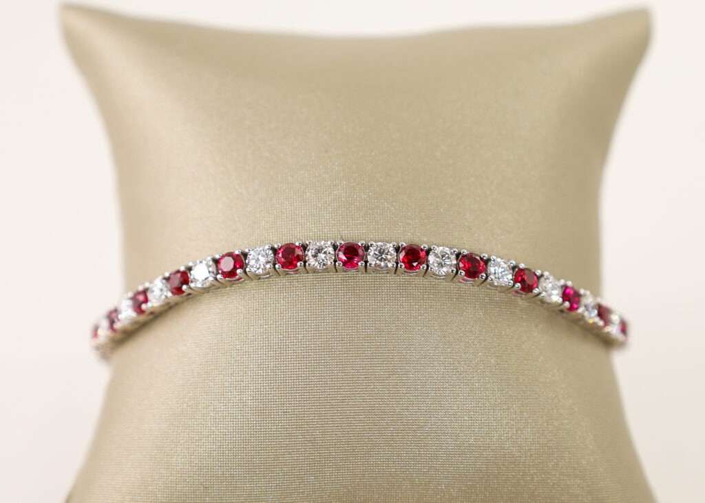 14kt White Gold Lab Diamond & Ruby Bracelet