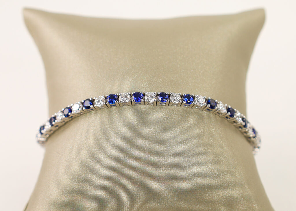 14kt White Gold Lab Diamond & Sapphire Bracelet
