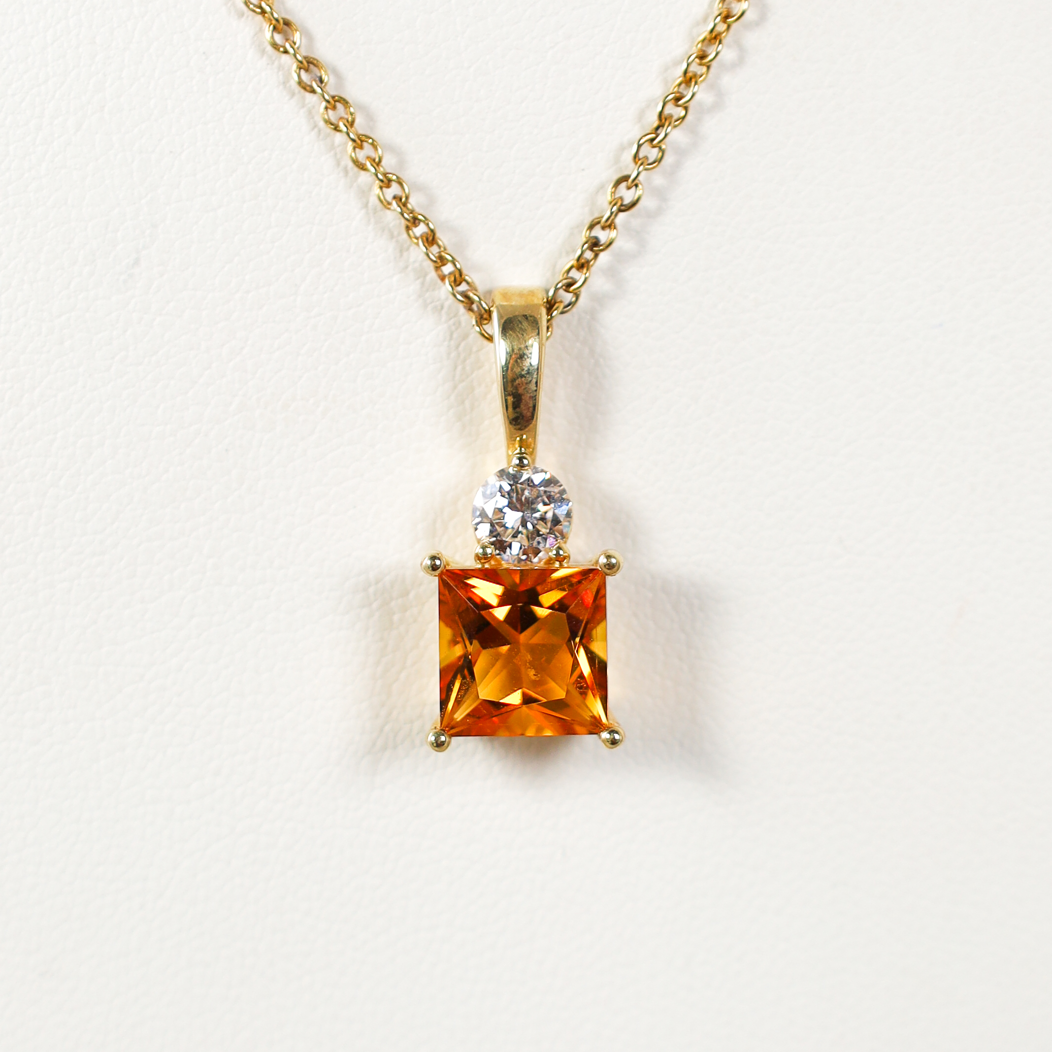 14kt Yellow Gold Citrine and Lab-Grown Diamond Pendant