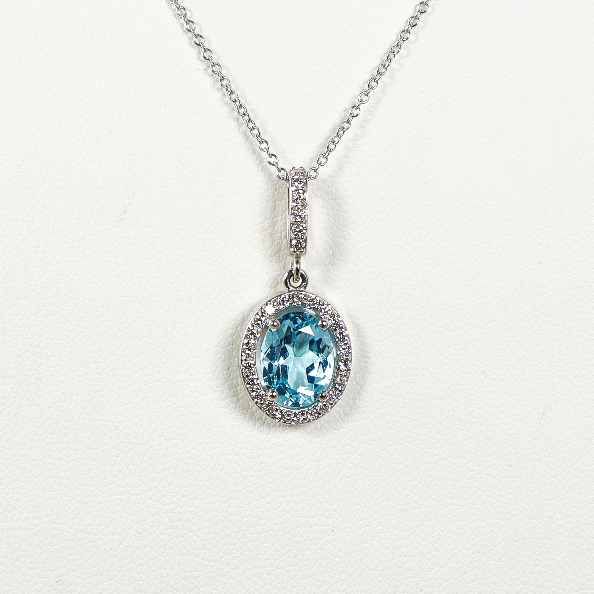 14kt White Gold Topaz and Diamond Pendant